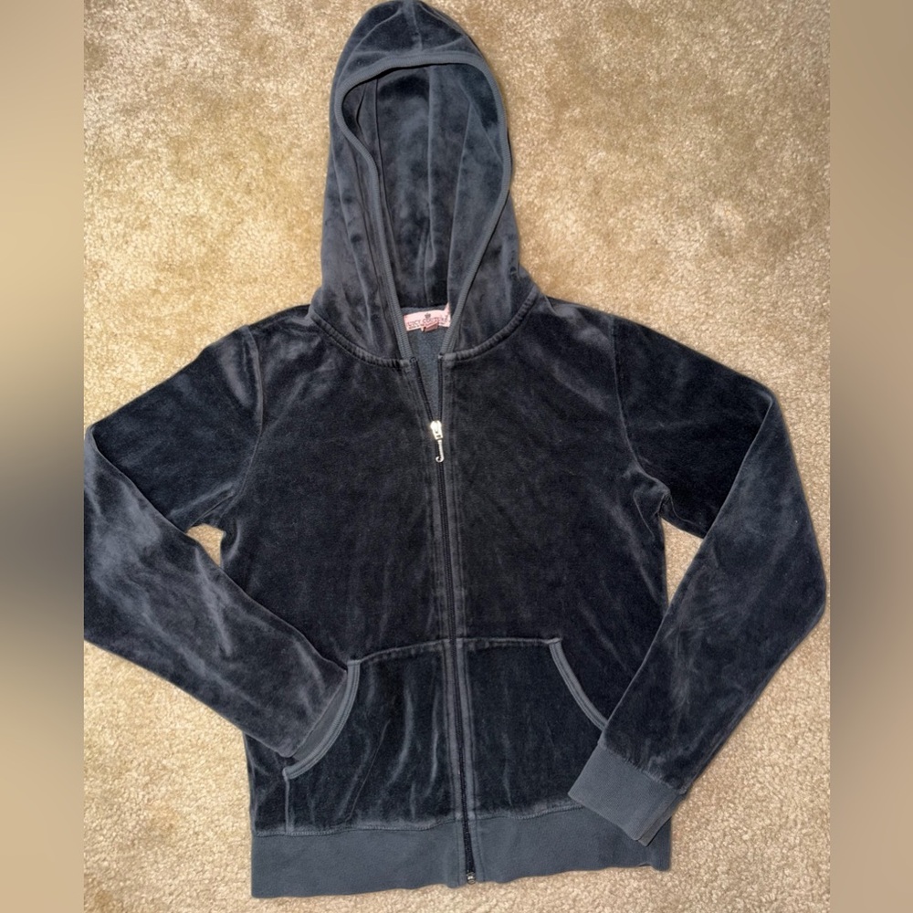 Girls Juicy Couture Velour Zip Up Hoodie Jacket Sz 12 - Picture 2 of 3